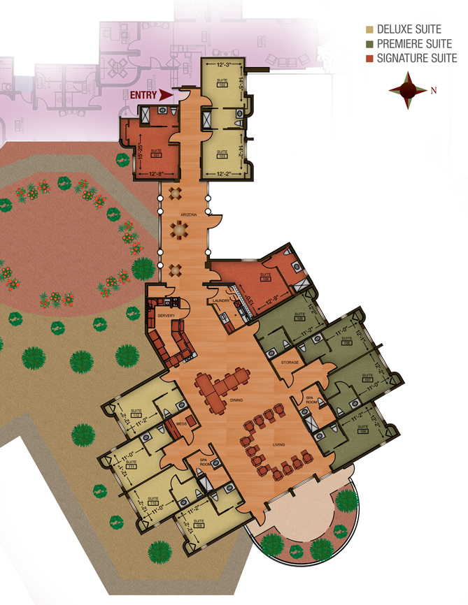 The floorplan for the Acacia Tucson Assisted Living Home