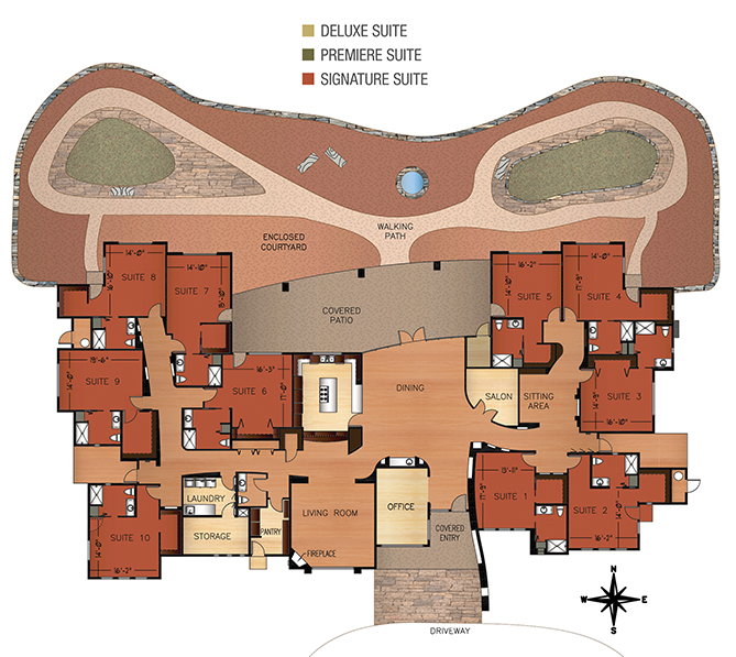 The floorplan for the Vineyard Tucson Assisted Living Home